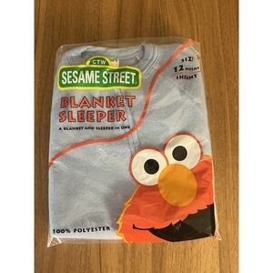 Sesame Street Vintage‎ Footed Blanket Sleeper Pajamas Infant Blue 12 months NEW